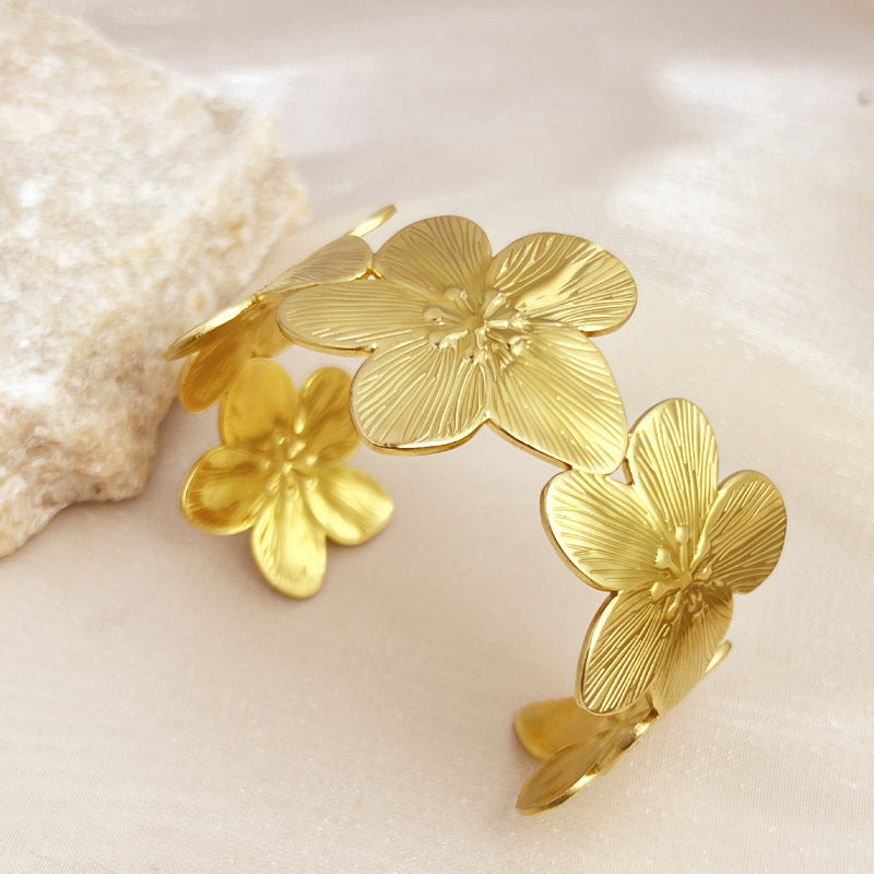 Gold Flowers Openings Bracelet Women's High Sense Ornament