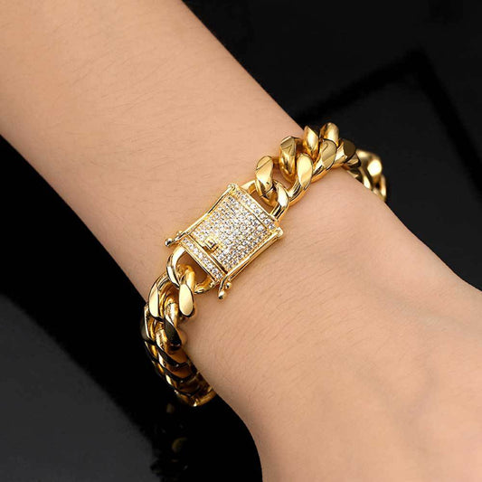 Diamante Buckle Bracelet | Encryption Cuban Bracelet | KayEssence